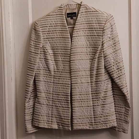 Xscape Women Gold Striped Formal Dressy Jacket NWT Size10 - Picture 2 of 12